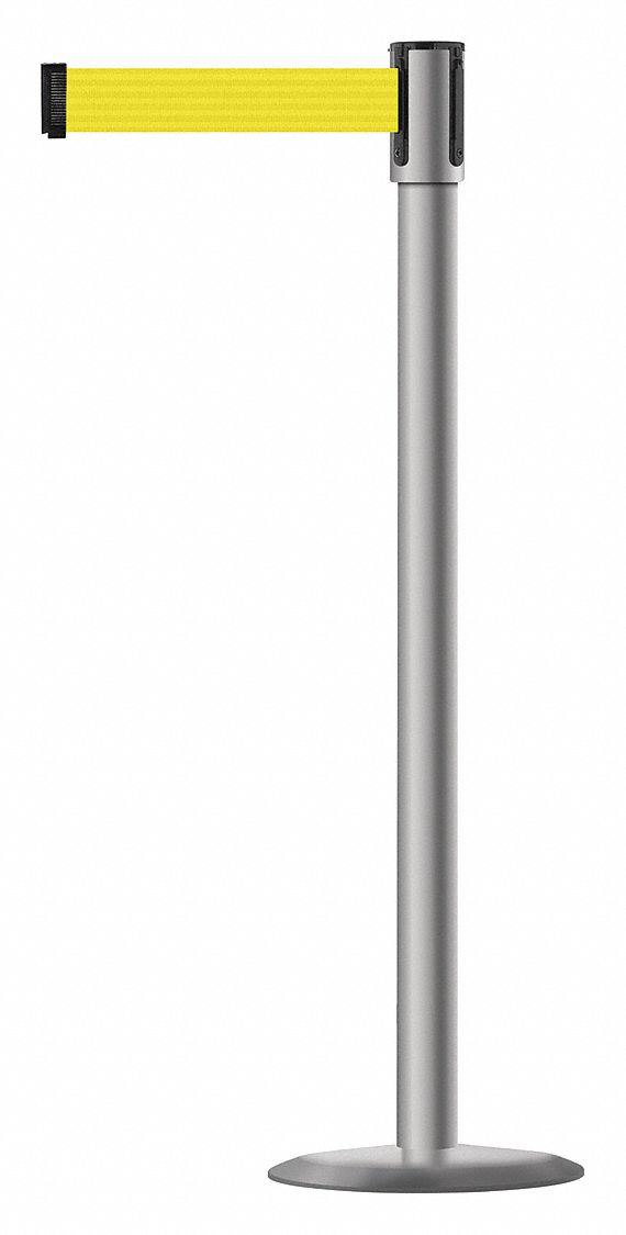 Barrier Post w/ Belt, 7-1/2 ft. L, Yellow