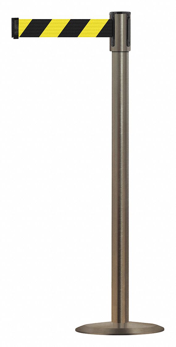 Barrier Post w/ Belt, 38 In. H, Metal Base