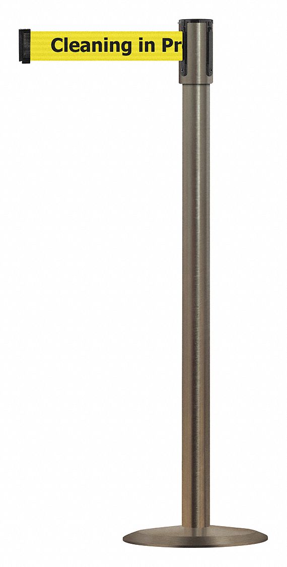 Barrier Post w/ Belt, 38 In. H, Metal Base