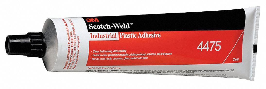 3M Industrial Plastic Adhesive 4475, Clear, 5 oz Tube, 36/Case