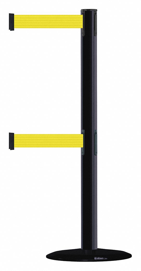 Barrier Post w/ Belt, 7-1/2 ft. L, Yellow