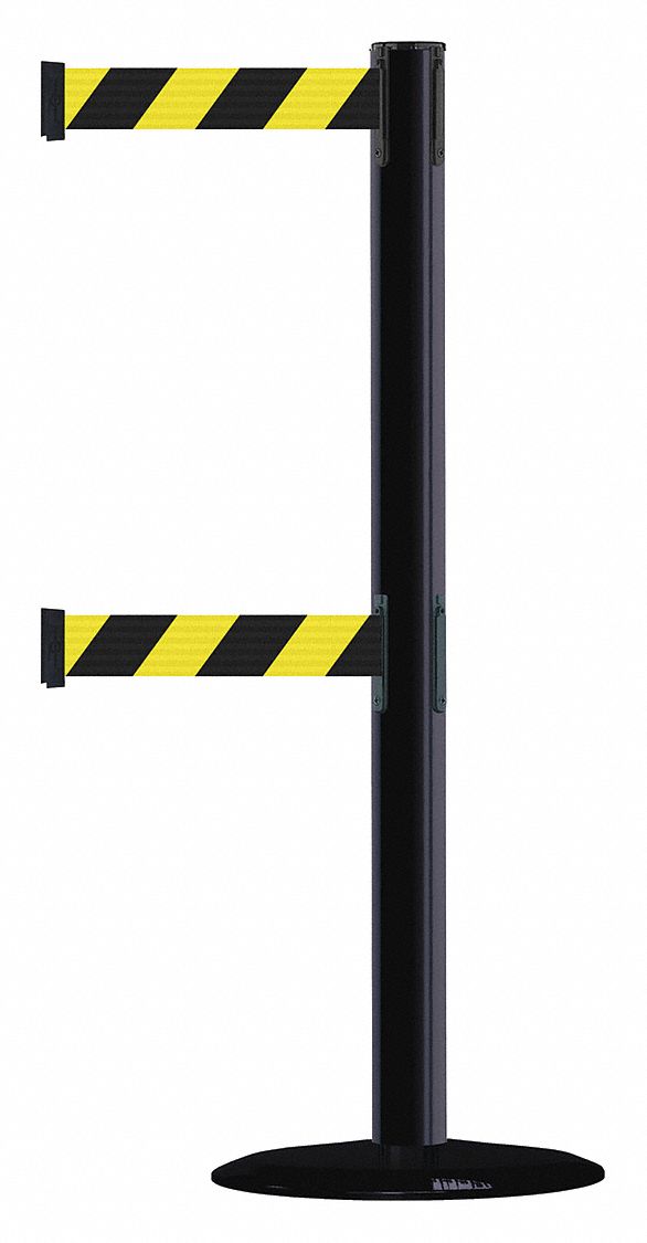 Barrier Post with Belt, Black No Scuff