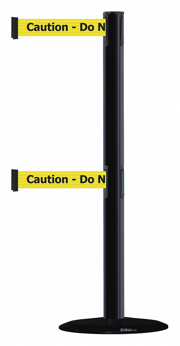 Barrier Post with Belt, Black No Scuff
