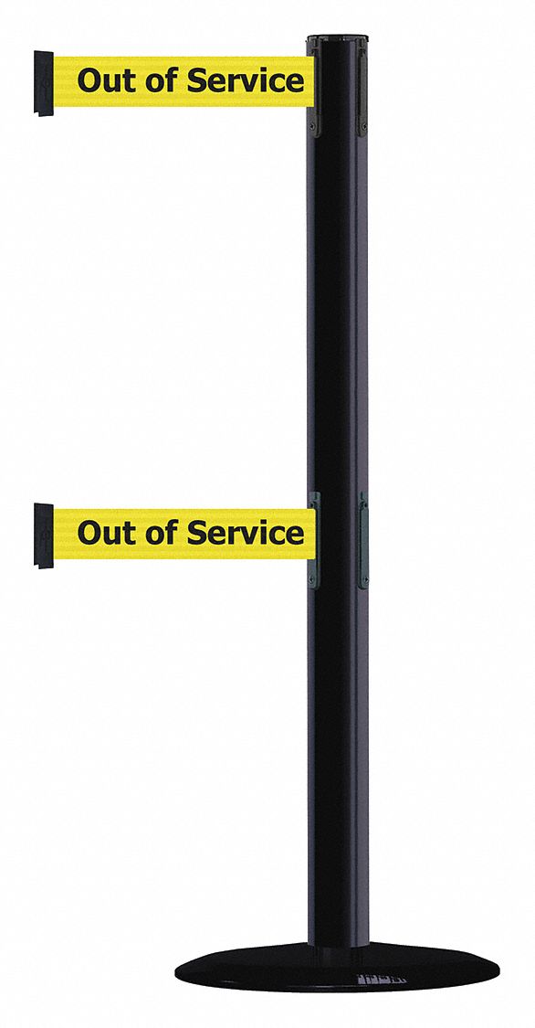 Barrier Post with Belt, Black No Scuff