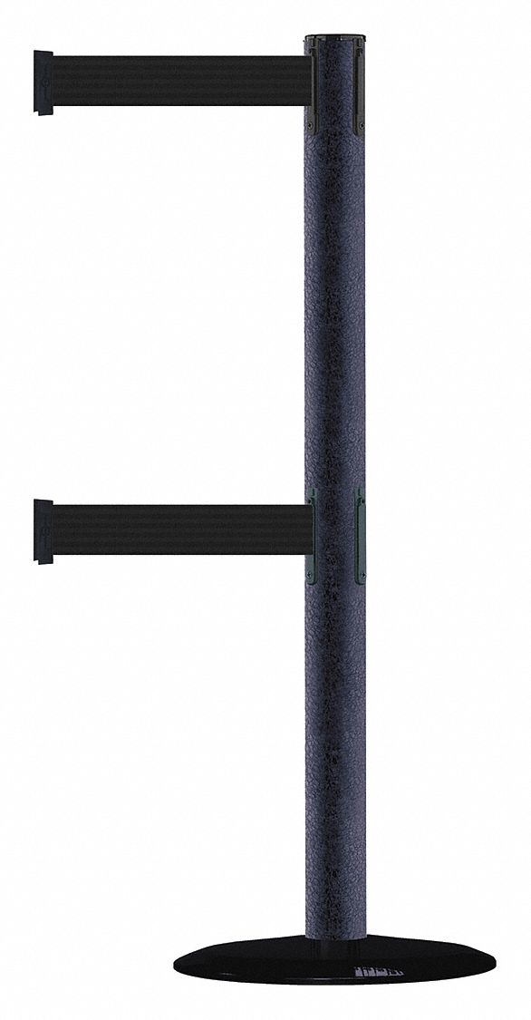 Barrier Post with Belt: Black, No Pattern, No Legend, 7 1/2 ft Belt Lg, Black