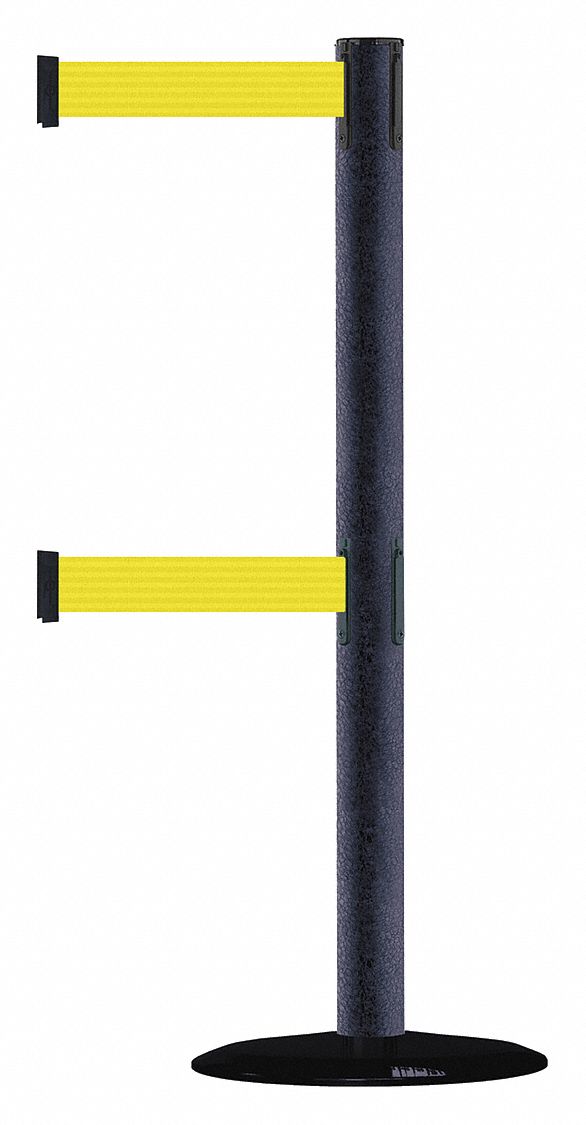 Barrier Post w/ Belt, 7-1/2 ft. L, Yellow