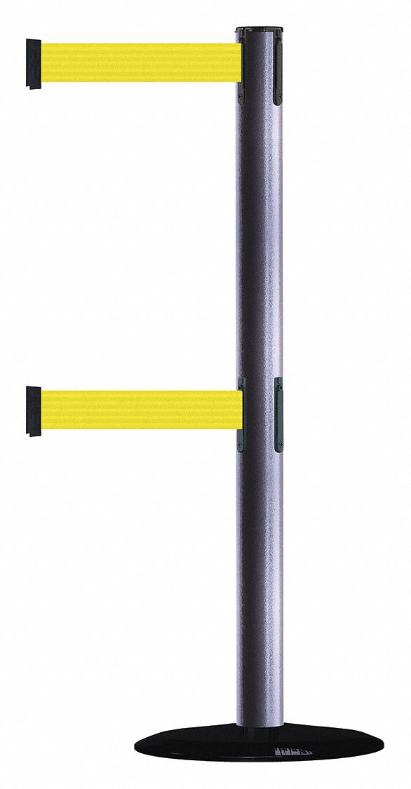 Barrier Post w/ Belt, 7-1/2 ft. L, Yellow