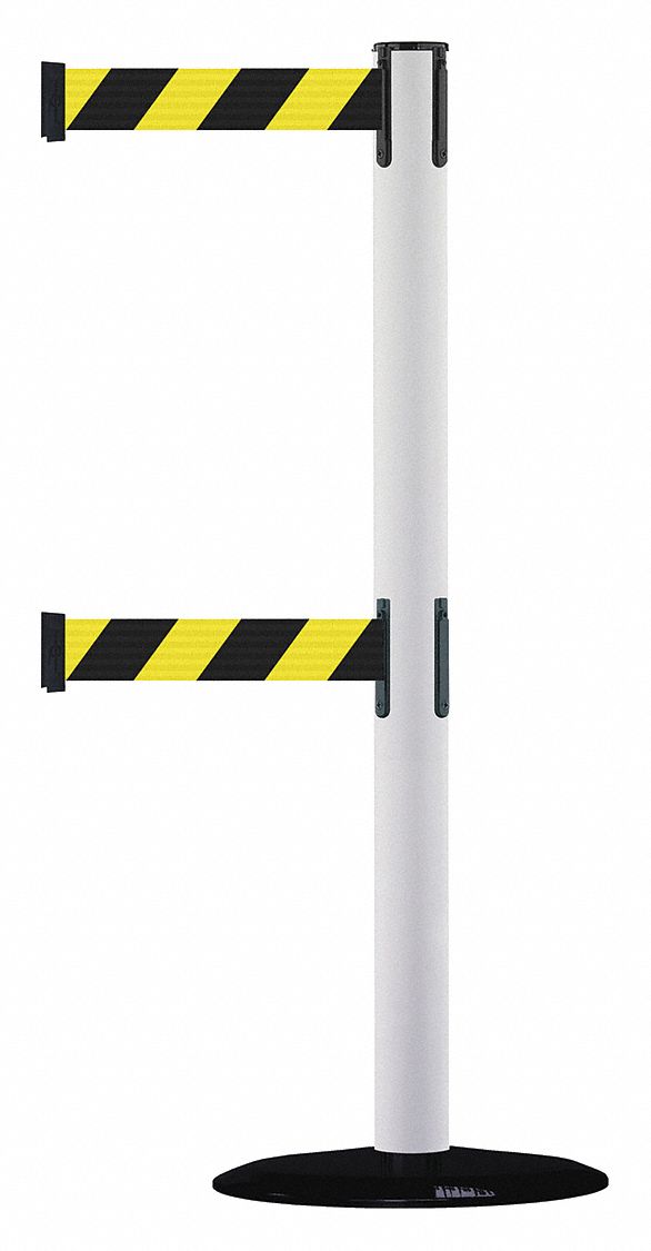 Barrier Post with Belt, Black No Scuff