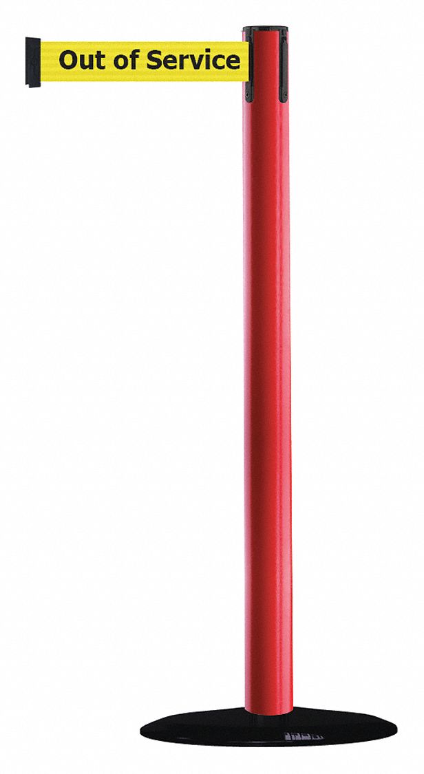 Barrier Post with Belt, PVC, Red