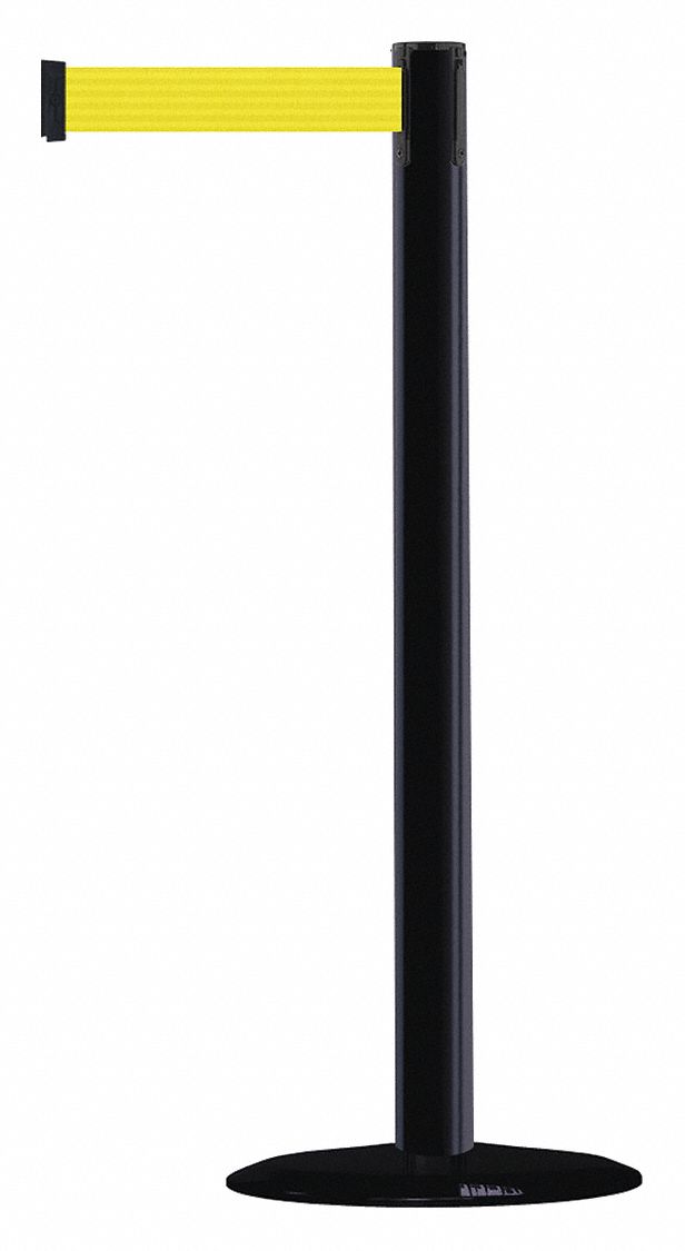 Barrier Post w/ Belt, 7-1/2 ft. L, Yellow