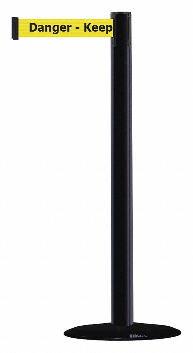 Barrier Post with Belt, PVC, Black