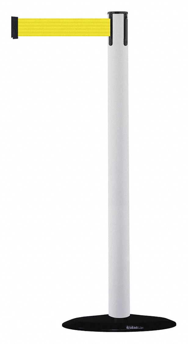 Barrier Post w/ Belt, 7-1/2 ft. L, Yellow