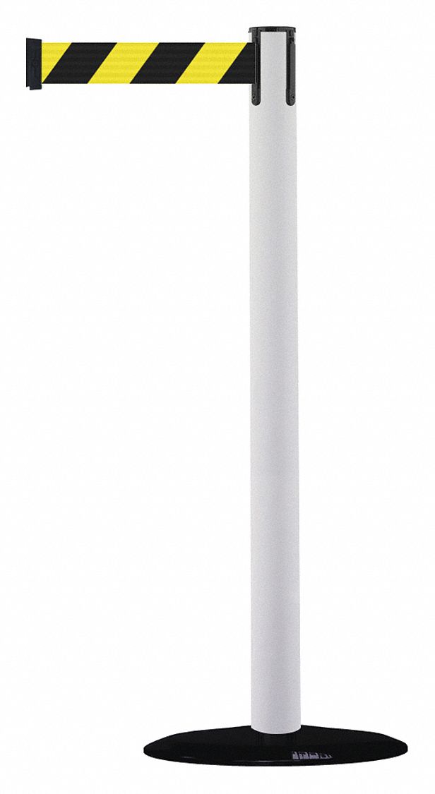 Barrier Post with Belt, PVC, White