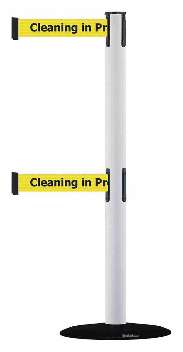 Barrier Post with Belt, Black No Scuff