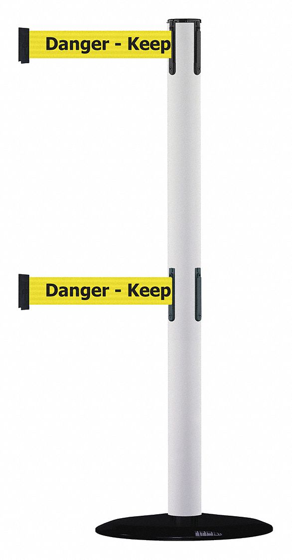 Barrier Post with Belt, Black No Scuff