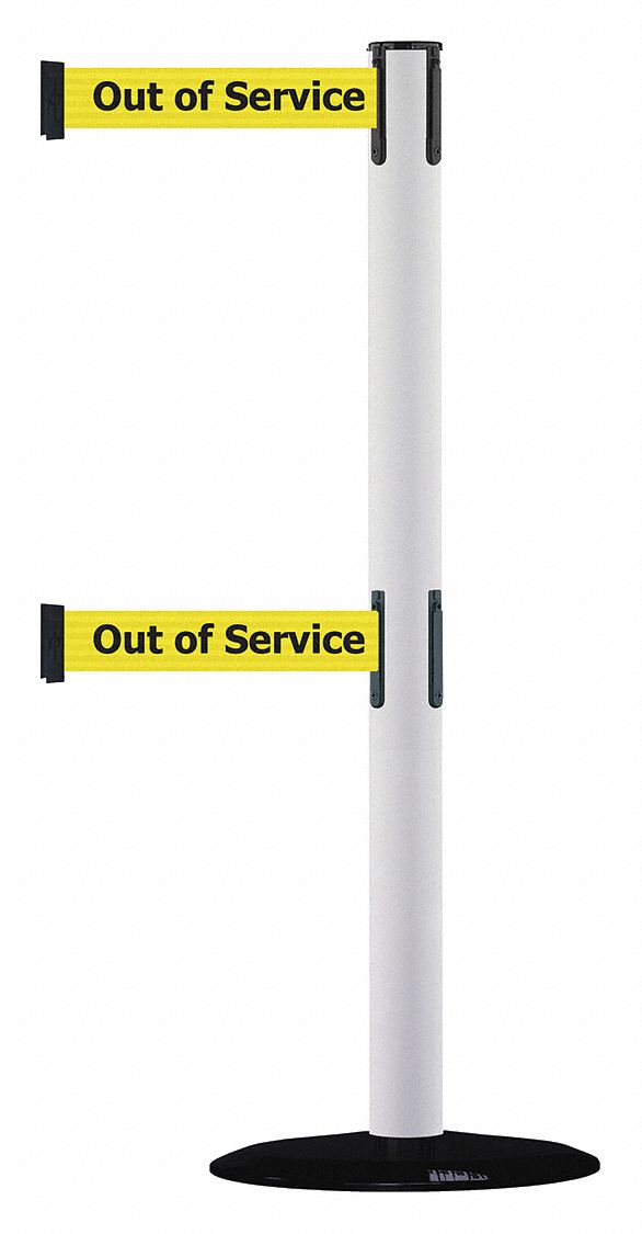 Barrier Post with Belt, Black No Scuff