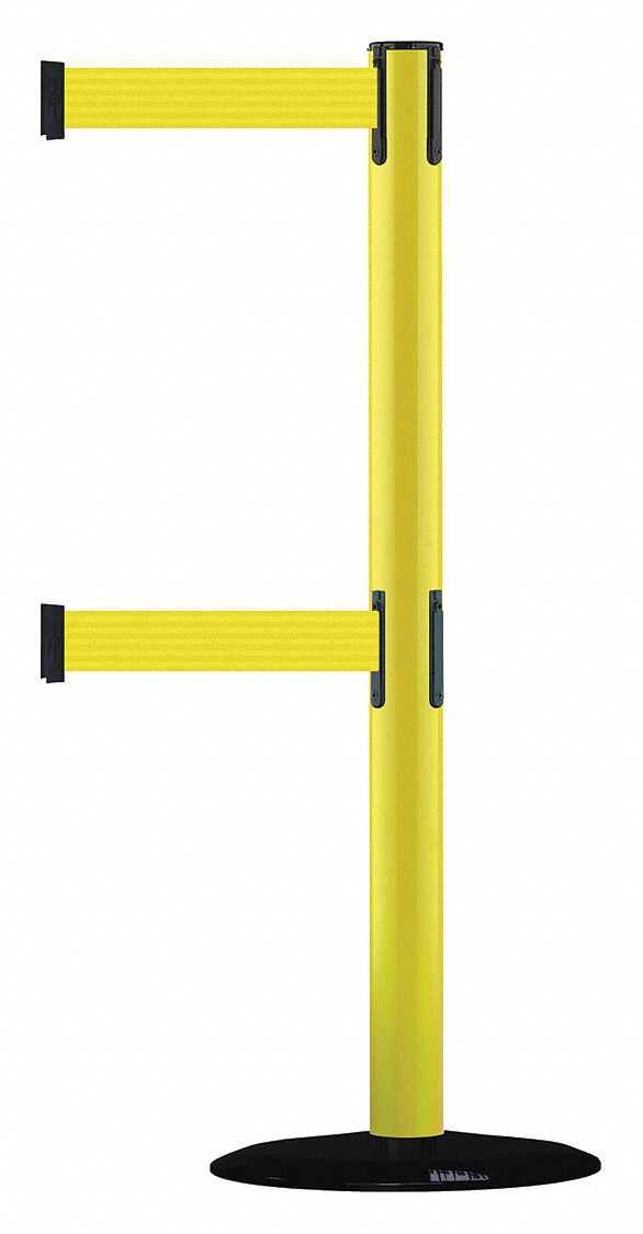 Barrier Post w/ Belt, 7-1/2 ft. L, Yellow