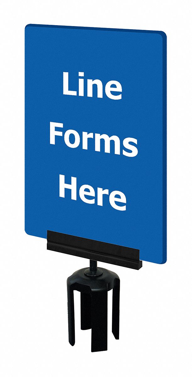 Acrylic Sign: Blue, Line Forms Here Message, 11 in Overall Lg, 7 in Overall Wd