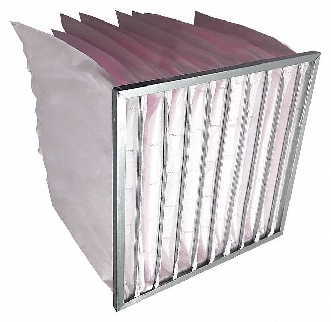 Pocket Air Filter: 24 in x 24 in x 22 in, MERV 13, Pink, Synthetic, 10 Pockets