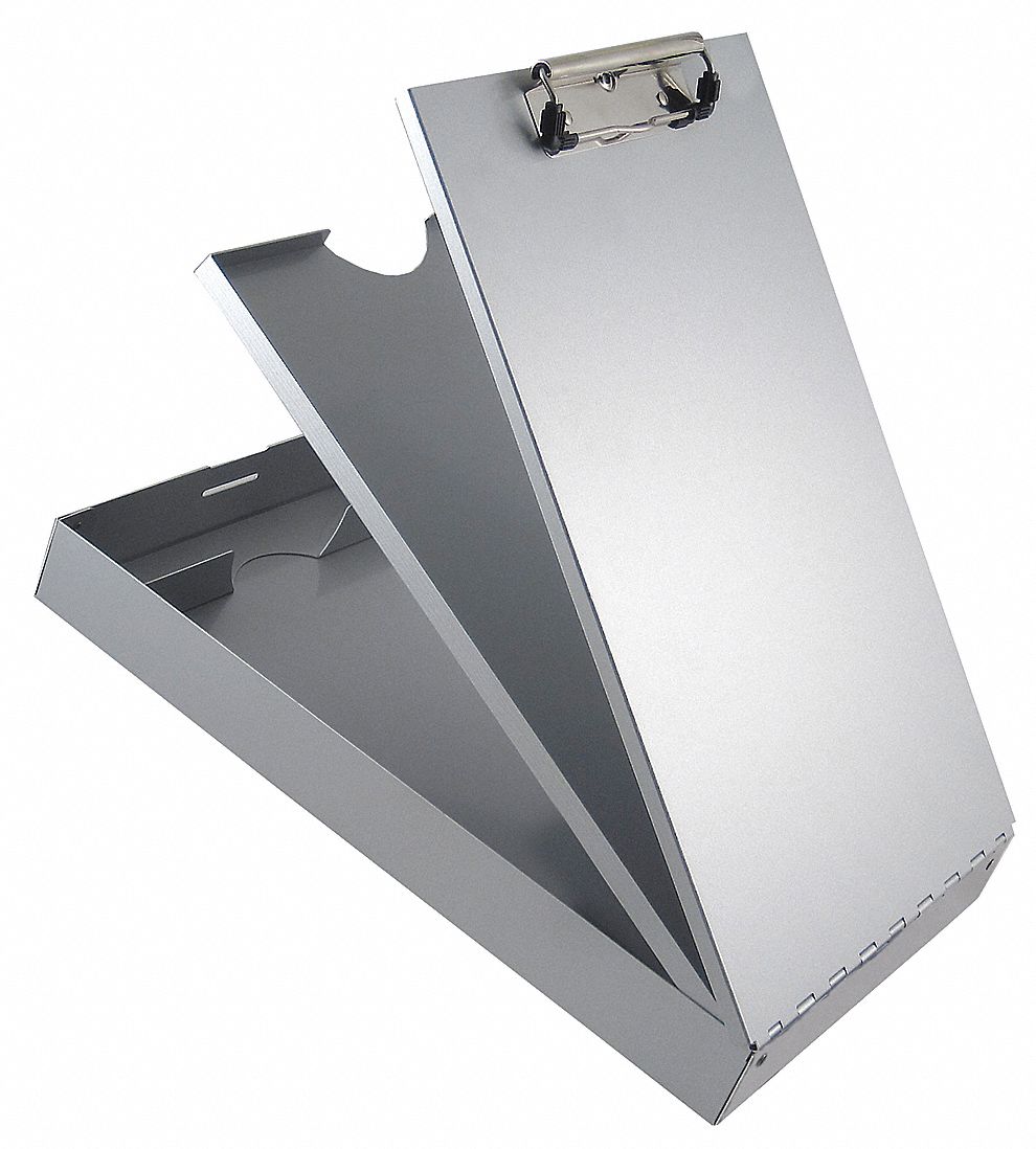 STORAGE CLIPBOARD,LETTER SZ,METAL,SILVER