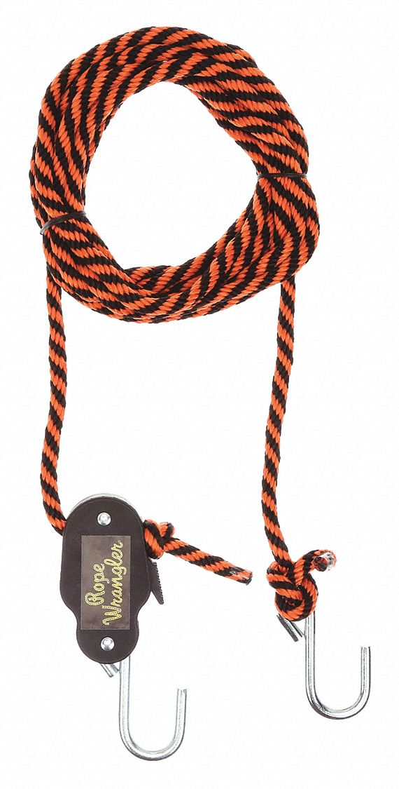 Rope Tie Down, 16' L, 83 lb, S-Hook