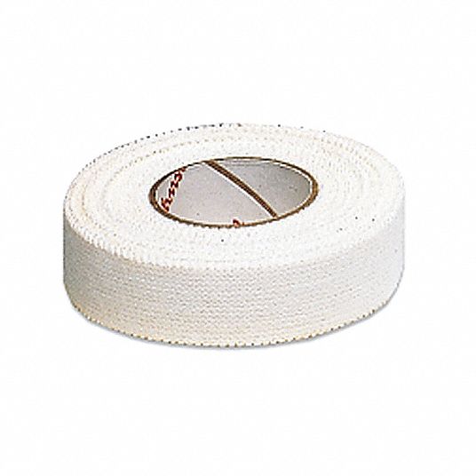 JOHNSON Adhesive Tape, White, Cotton, 1/2 in Width, 10 yd Length