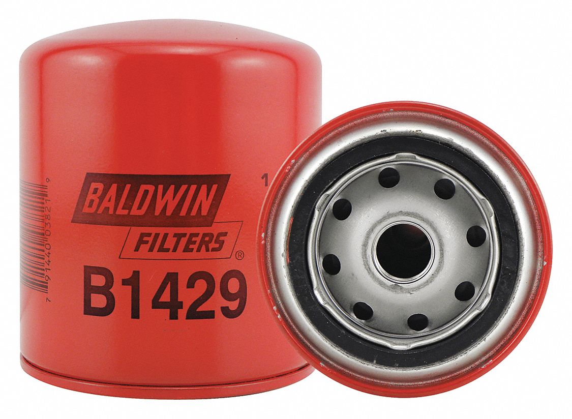 Oil Filter: B1429, 3/4"-16 Thread Size, 4 7/16 in Overall Ht, 3 11/16 in Outside Dia