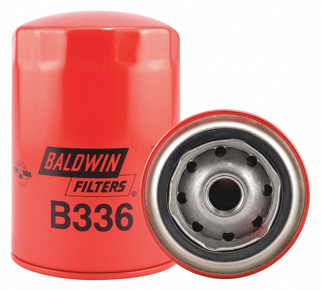 Oil Filter: B336, 3/4"-16 Thread Size, 5 3/8 in Overall Ht, 3 11/16 in Outside Dia