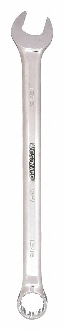 Combination Wrench: Alloy Steel, Chrome, 13/16 in Head Size, 11 3/4 in Overall Lg, Offset