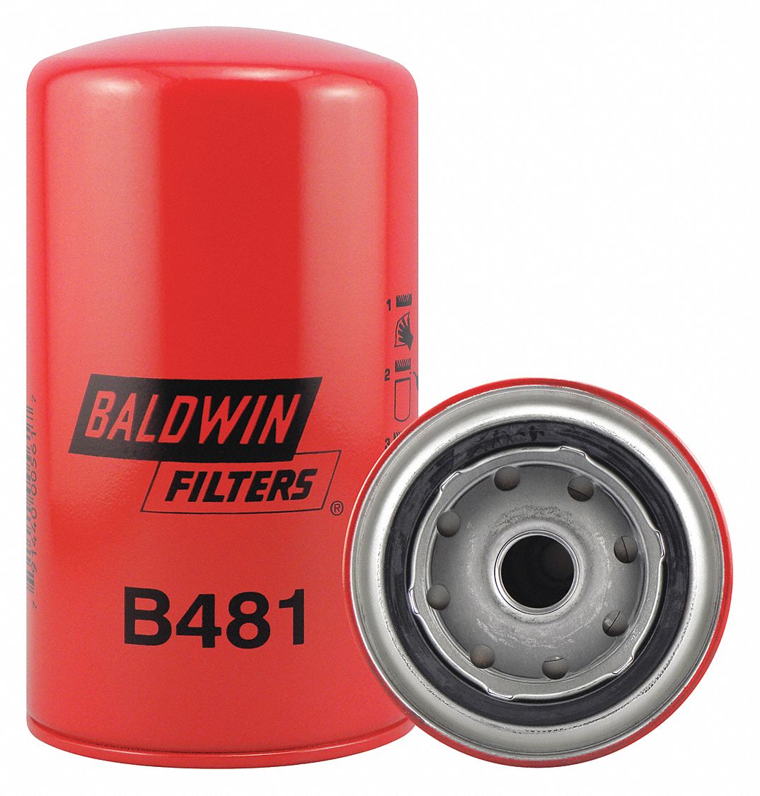 Oil Filter: B481, 3/4"-16 Thread Size, 6 5/8 in Overall Ht, 3 11/16 in Outside Dia