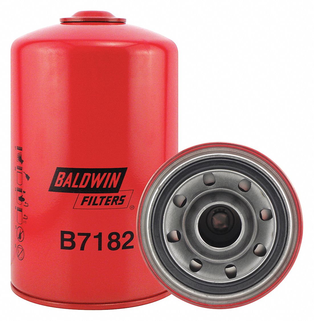 Oil Filter: B7182, 1 1/2"-16 Thread Size, 8 7/8 in Overall Ht, 5 3/8 in Outside Dia