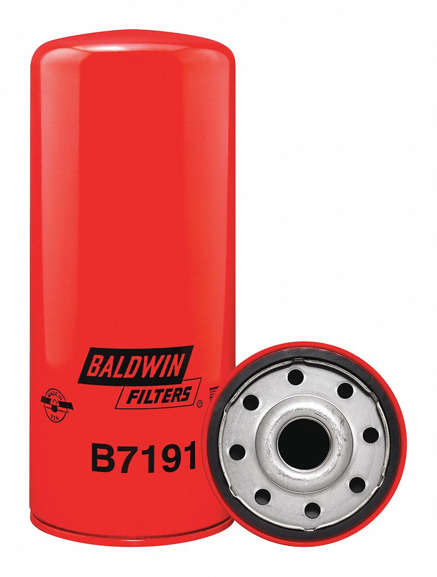 Oil Filter: B7191, 1 1/8"-16 Thread Size, 10 7/16 in Overall Ht, Oil, Waukesha