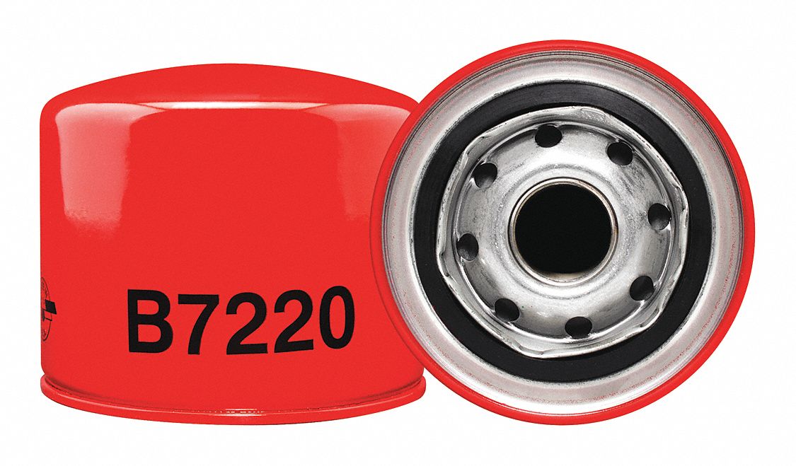 Oil Filter: B7220, 1-12 Thread Size, 3 1/4 in Overall Ht, 3 11/16 in Outside Dia
