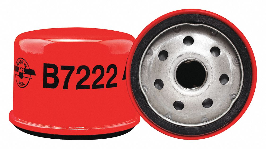 Oil Filter: B7222, 3/4"-16 Thread Size, 2 3/8 in Overall Ht, 3 1/16 in Outside Dia