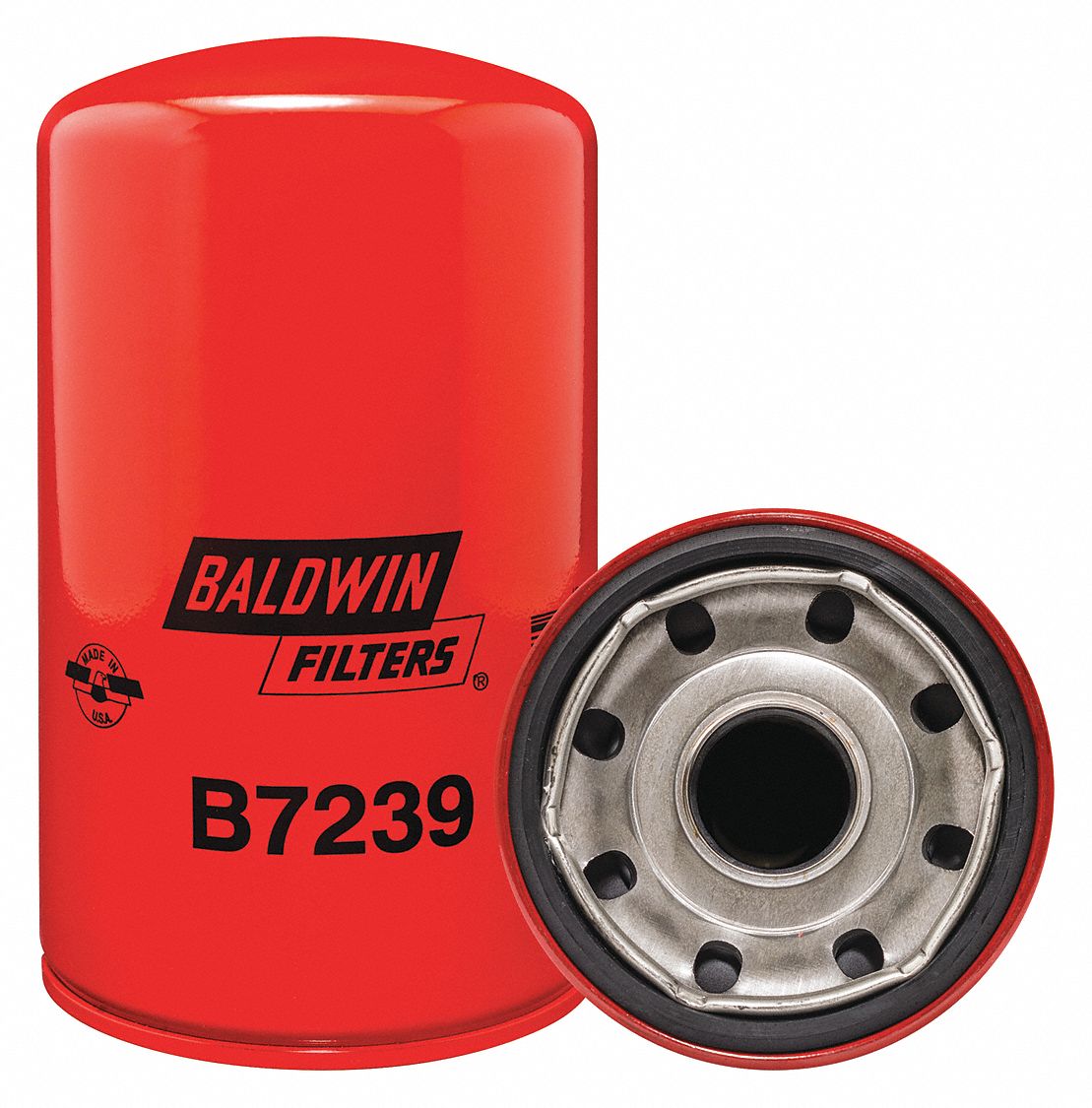 BALDWIN FILTERS, 1 1/2"-12 Thread Size, 8 3/32 In Overall Ht, Oil ...