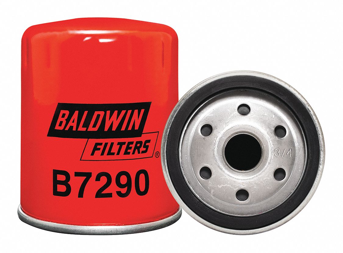 Oil Filter: B7290, 3/4"-16 Thread Size, 3 7/8 in Overall Ht, 3 in Outside Dia, Oil