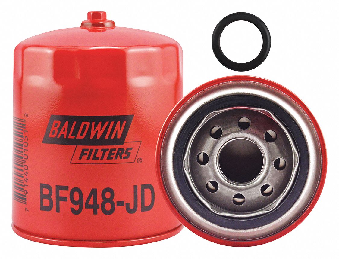 Fuel Filter: Spin-On, 3 11/16 in Outside Dia, 1"-14 Thread Size, Cellulose