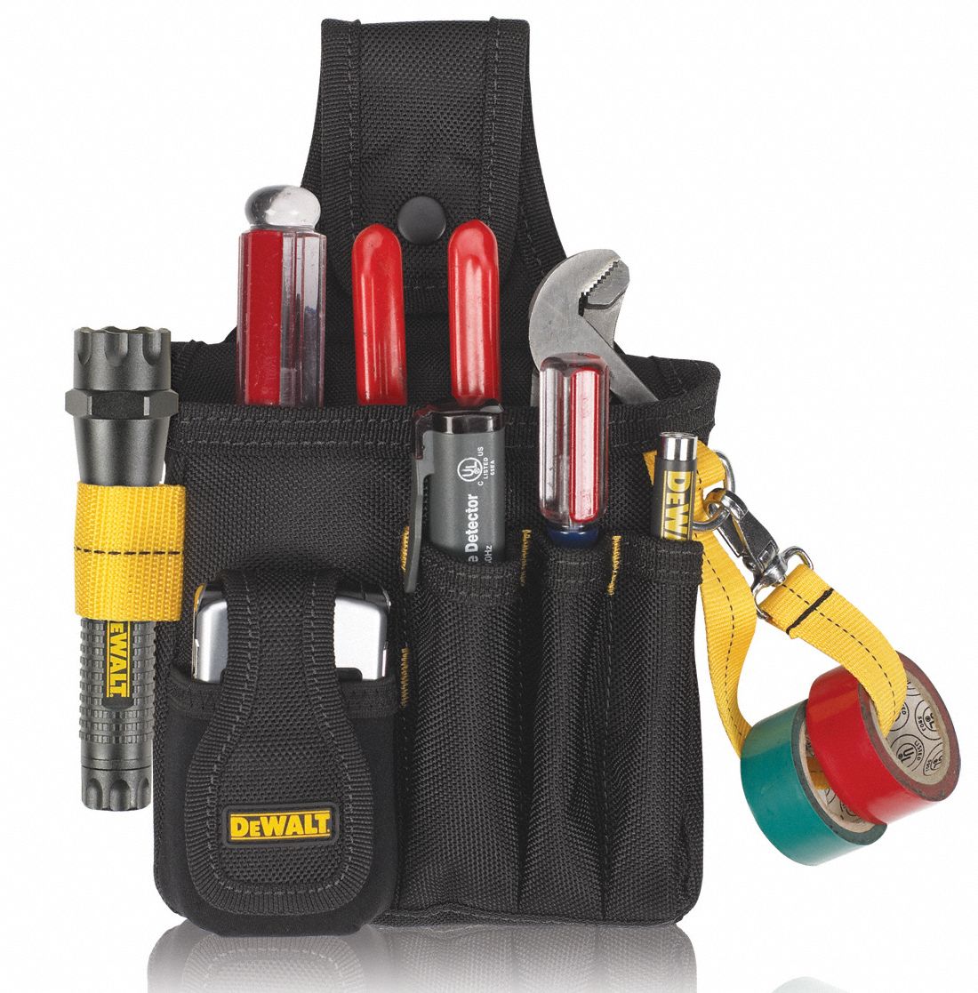 DEWALT Electricians Tool Holder, Black/Yellow Ballistic Poly, 12 1/2 in Height, 6 1/2 in Width