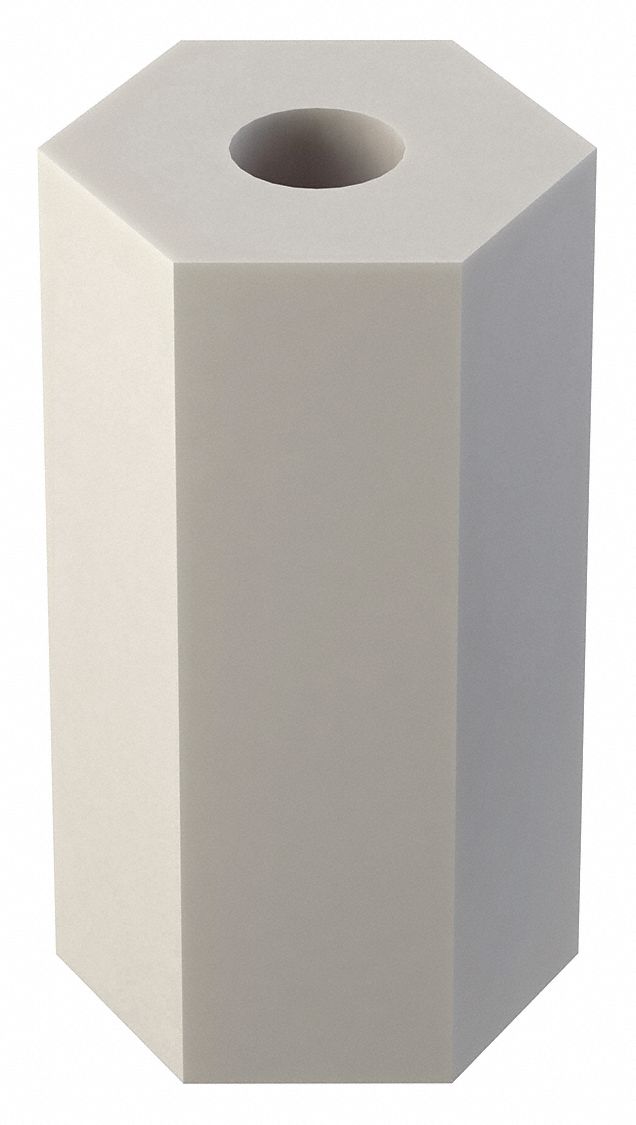 Spacer: For #4 Screw Size, Hex, Nylon, Plain, 1/2 in Overall Lg, 0.091 in Inside Dia, 10 PK