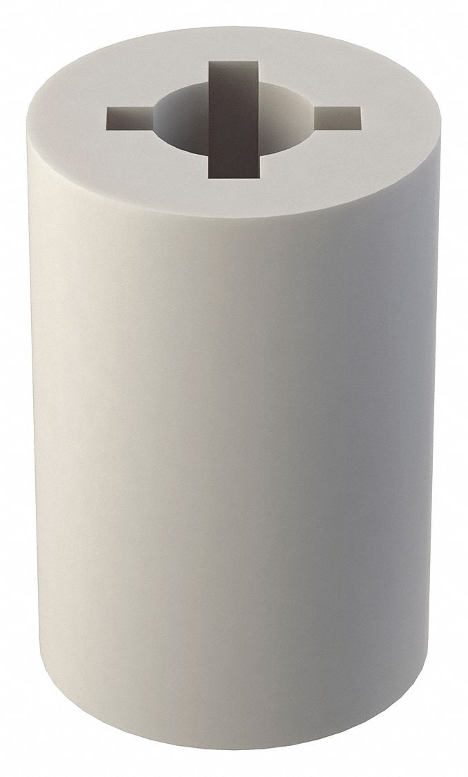 Spacer: White, Nylon, #4 For Screw Size, 0.156 in Inside Dia, 3/8 in Overall Lg, 10 PK