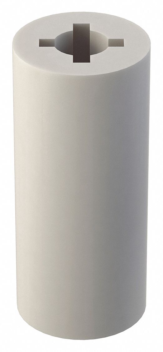 Spacer: White, Nylon, #4 For Screw Size, 0.156 in Inside Dia, 9/16 in Overall Lg, 10 PK