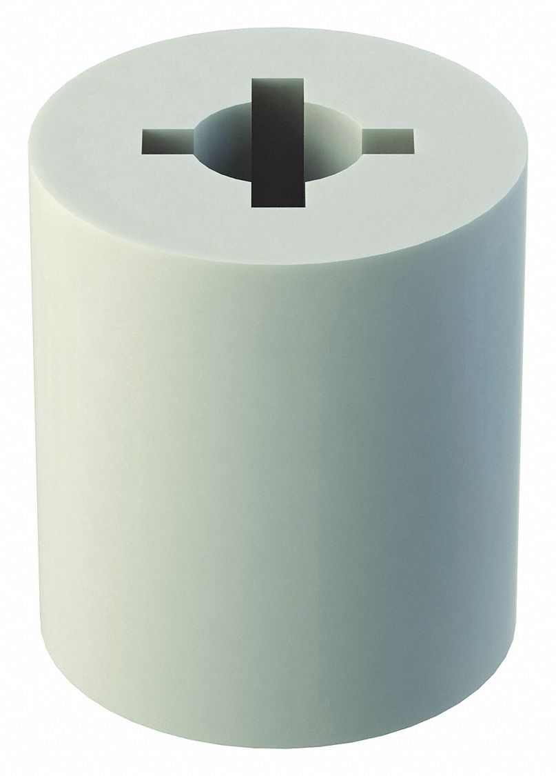 Spacer: White, Nylon, #10 For Screw Size, 0.277 in Inside Dia, 9/16 in Overall Lg, 10 PK