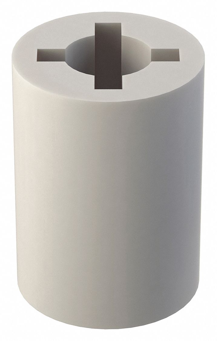 Spacer: White, Nylon, 1/4 in For Screw Size, 0.375 in Inside Dia, 11/16 in Overall Lg, 10 PK