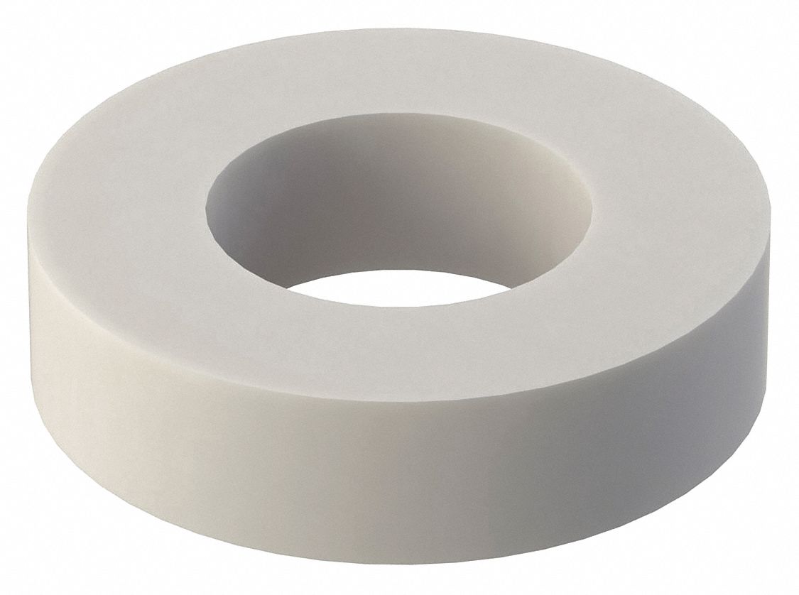 Spacer: For 1/4 in Screw Size, Nylon, Plain, 1/8 in Overall Lg, 0.26 in Inside Dia, 10 PK