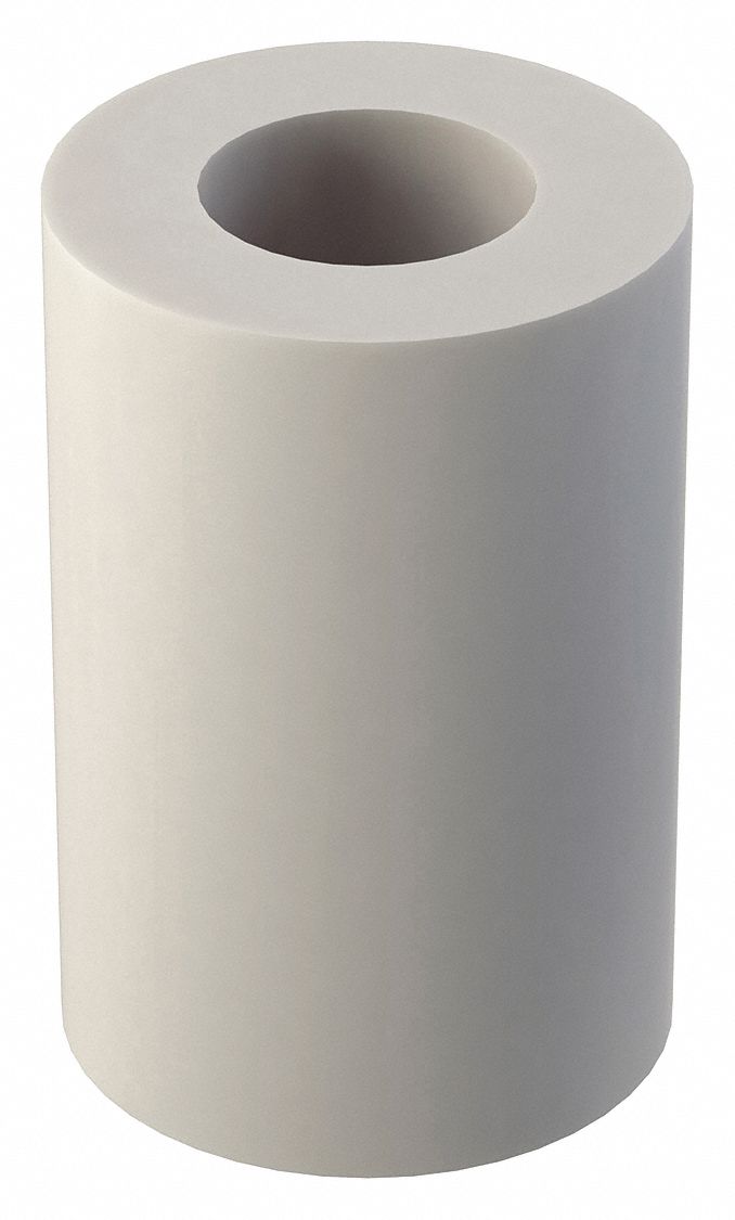 Spacer: 1/4 in Screw Size, 3/4 in Overall Lg, Round, Nylon, Plain, Nylon, 10 PK