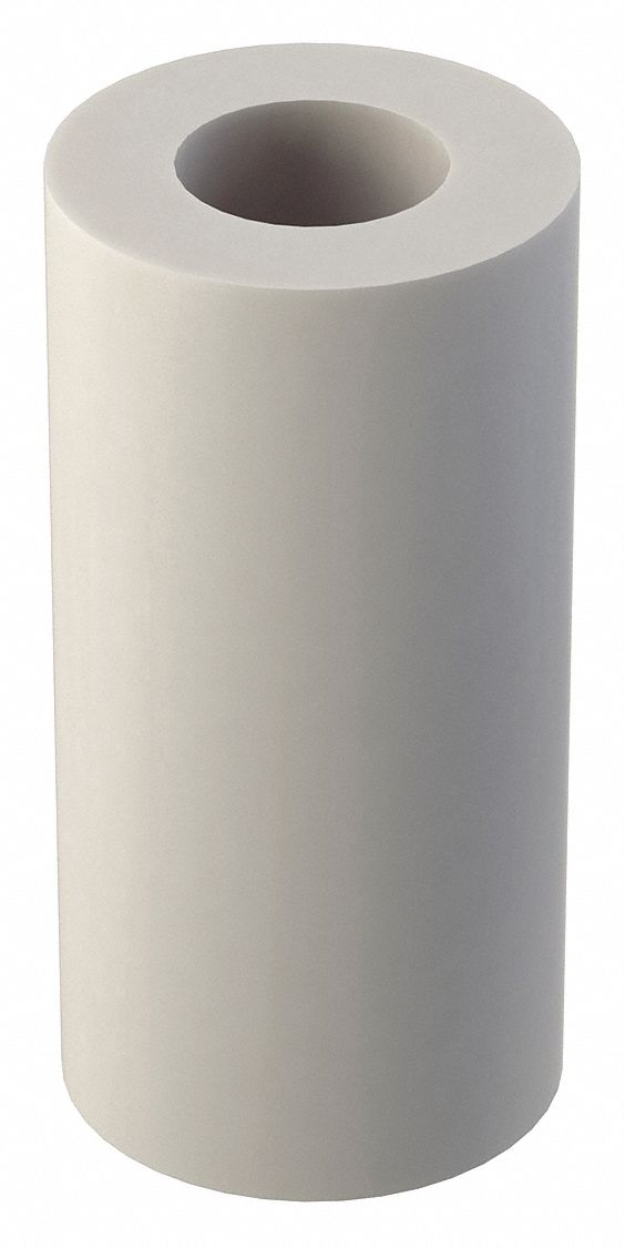 Spacer: 1/4 in Screw Size, 1 in Overall Lg, Round, Nylon, Plain, Nylon, 10 PK