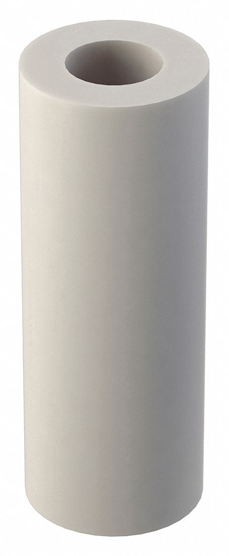 Spacer: For #10 Screw Size, Nylon, Plain, 1 in Overall Lg, 0.194 in Inside Dia, 10 PK