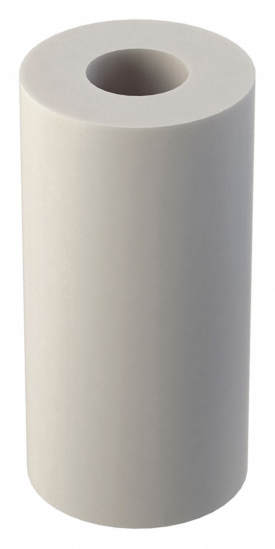 Spacer: For #12 Screw Size, Nylon, Plain, 1 in Overall Lg, 0.219 in Inside Dia, 10 PK