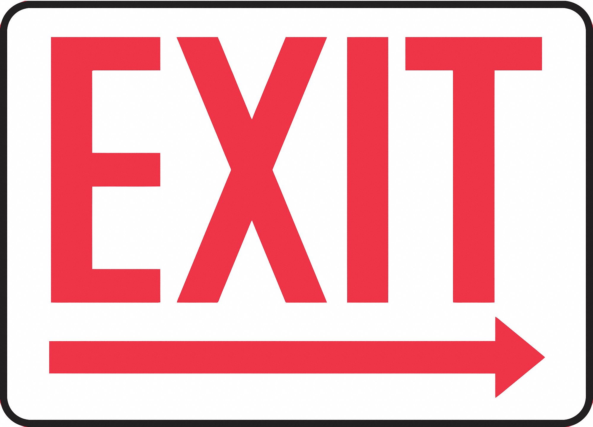 Exit Sign,Right Arrow,10x14,Red/White