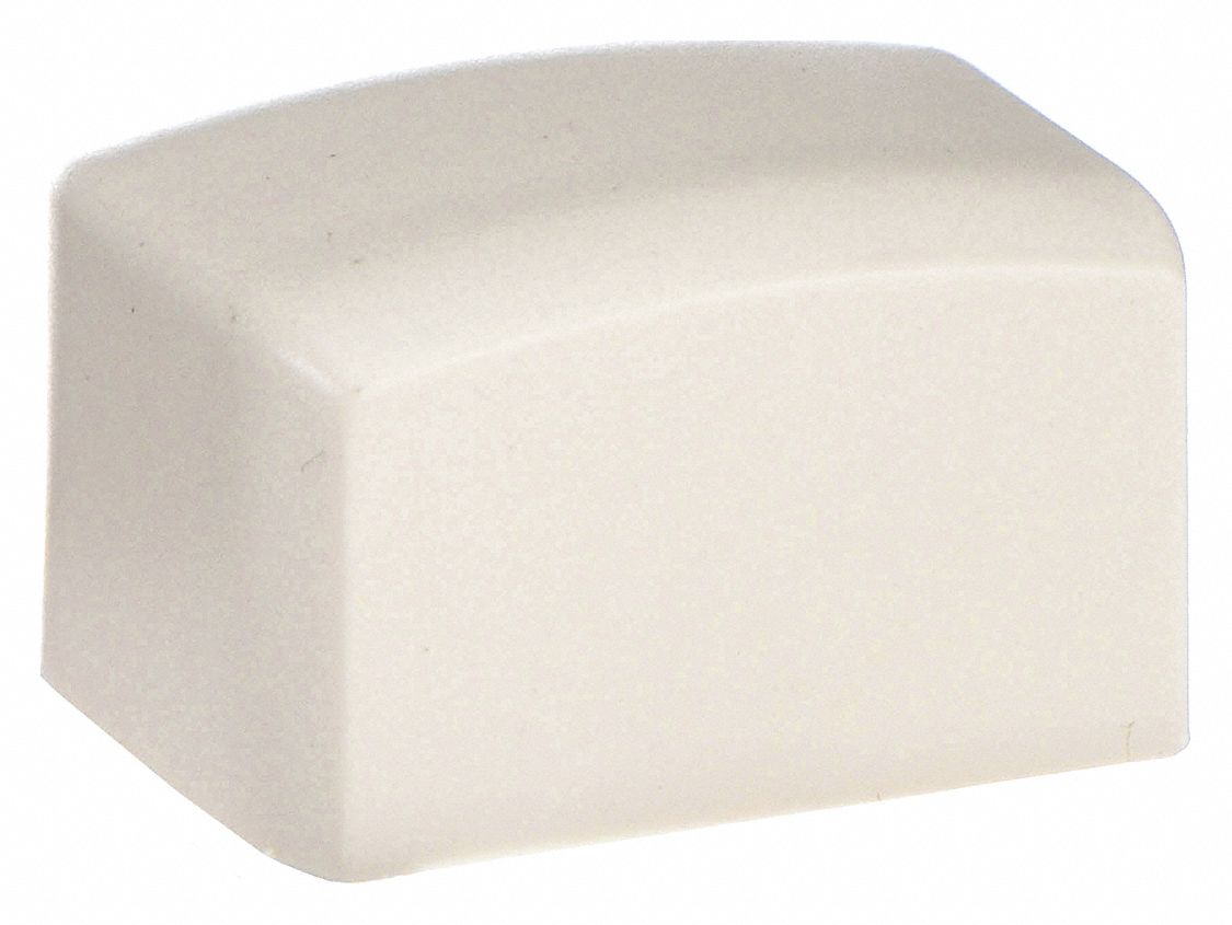 Blank End Fitting: PN03, 3/4 in Wd, 1/2 in Ht, Plastic, Ivory